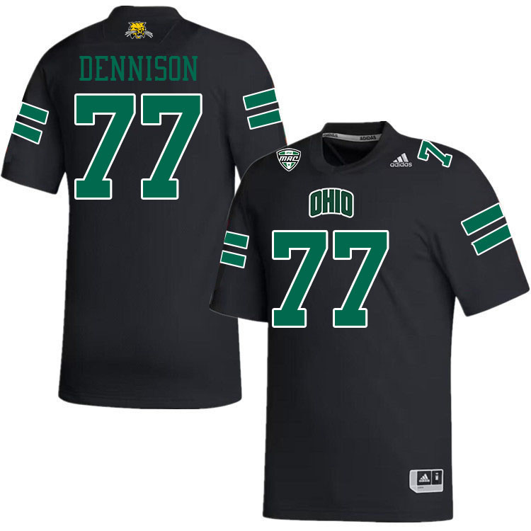 Ohio Bobcats #77 Jacob Dennison College Football Jerseys Stitched-Black